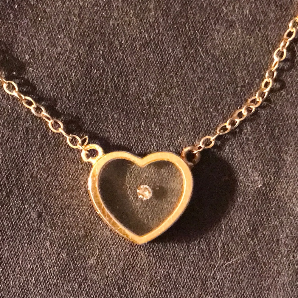 14k floating diamond heart necklace